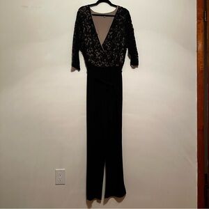 NY Collection Black Lace Jumpsuit
